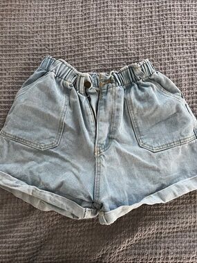 Light Wash Denim Women’s Elastic-Waist Shorts